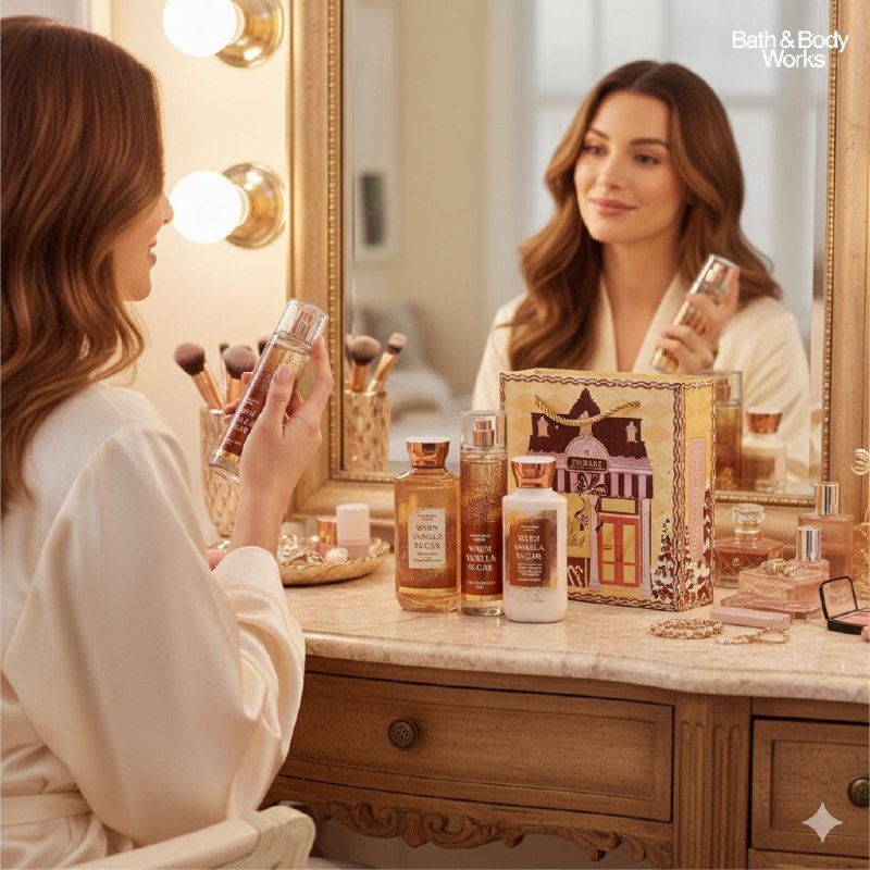 SET BATH & BODY WORKS WARM VANILLA SUGAR SPLASH 236ML, SHOWER GEL 295ML, BODY LOTION 236ML (M)