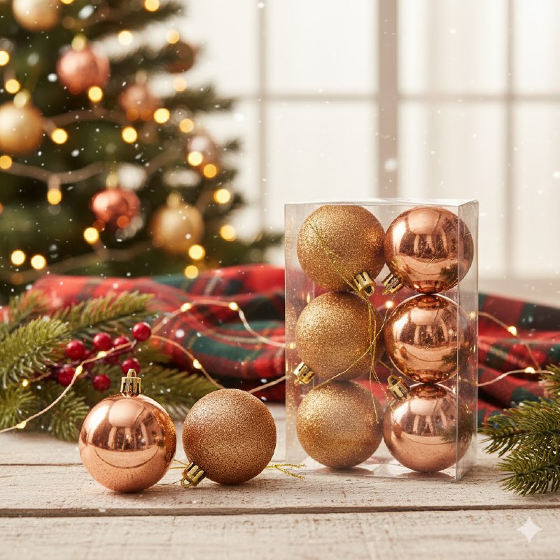 DECORACION ADORNO NAVIDEÑO PAQUETE DE 6 BOLAS DECORATIVAS, 6 CM 37X60X71 IDEALES PARA DARLE UN TOQUE UNICO A TU ARBOL DE NAVIDAD