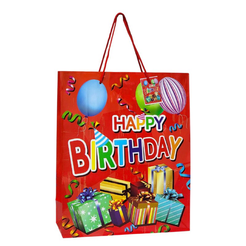 BOLSA DE REGALO DE FELIZ CUMPLEAÑOS HAPPY BIRTHDAY MEDIANA 26X32X10CM