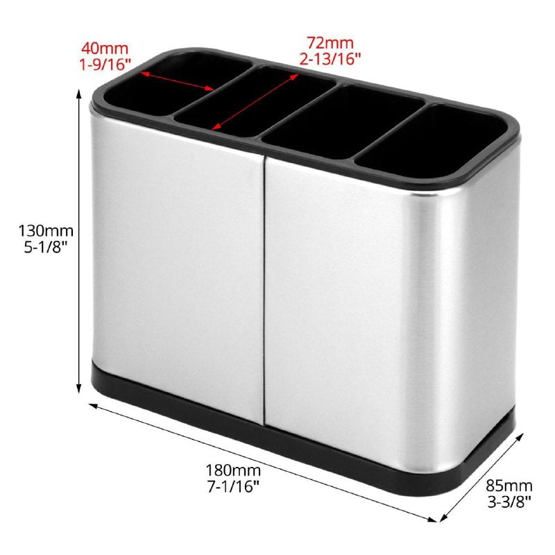 ESTANTE ORGANIZADOR DE ALMACENAMIENTO PARA CUCHARAS, TENEDORES Y CUCHILLOS CON BOQUILLA DE ESCURRIDO DE ACERO INOXIDABLE