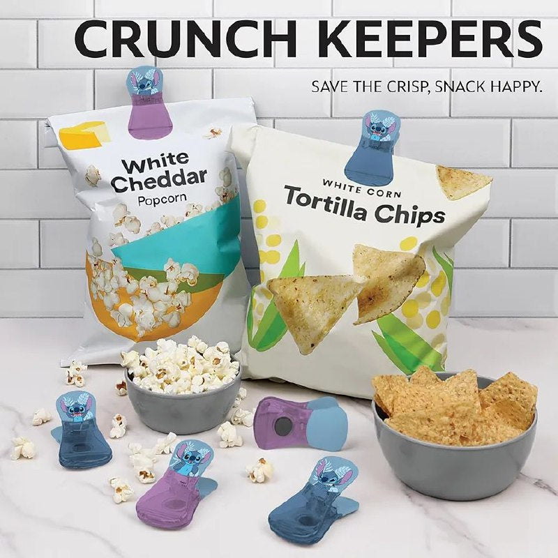 JUEGO DE CLIPS PARA ALIMENTOS, CLIPS MAGNETICOS PARA BOLSAS CON TEMATICA DE DISNEY STITCH PAQ DE 6 UND