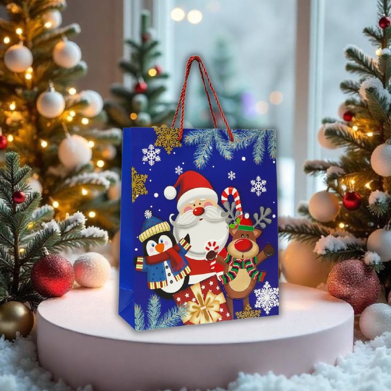 BOLSA DE REGALO NAVIDEÑA MEDIANA 32X26X10CM