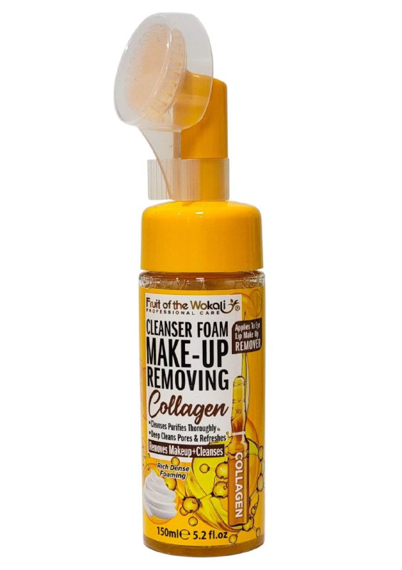 LIMPIADOR FACIAL EN ESPUMA DESMAQUILLANTE CON COLAGENO, ELIMINA POR COMPLETO EL MAQUILLAJE RESISTENTE AL AGUA SIN DAÑAR LA HUMEDAD DE LA PIEL, ELIMINA SUCIEDAD Y GRASA FRUIT OF THE WOKALI PROFESSIONAL CARE 150ML