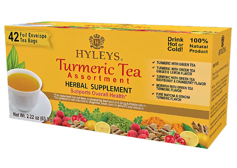 TE DE CURCUMA SUPLEMENTO HERBARIO APOYA LA SALUD GENERAL VARIOS SABORES DE TE HYLEYS 42UND