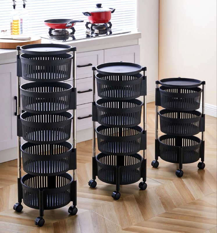 ESTANTE ORGANIZADOR DE ALMACENAMIENTO, CARRITO CON LLANTAS DE BLOQUEO, GIRATORIO DESMONTABLE, AHORRA ESPACIO EN COCINA, 5 NIVELES PARA FRUTAS O VERDURAS