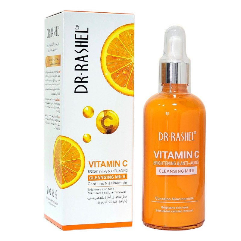 LIMPIADOR FACIAL, LECHE LIMPIADORA ILUMINADORA Y ANTIENVEJECIMIENTO CON NIACINAMIDA, AUMENTA LA PRODUCCION DE COLAGENO, ILUMINA LA PIEL Y ELIMINA AÑOS DR RASHEL 100ML