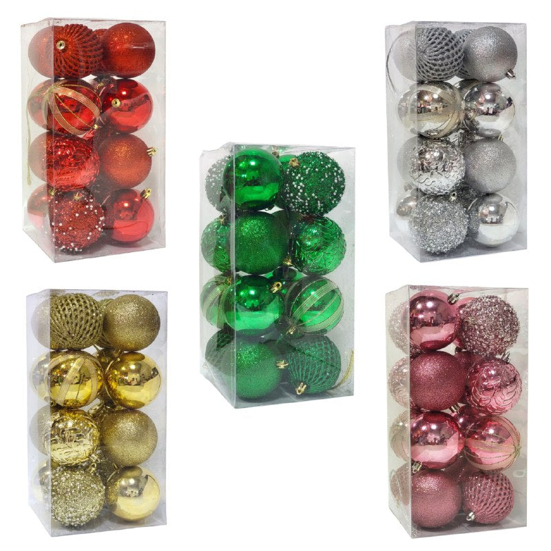 DECORACION ADORNO NAVIDEÑO PAQUETE DE 16 BOLAS DECORATIVAS, 8CM 49X49X65 IDEALES PARA DARLE UN TOQUE UNICO A TU ARBOL DE NAVIDAD