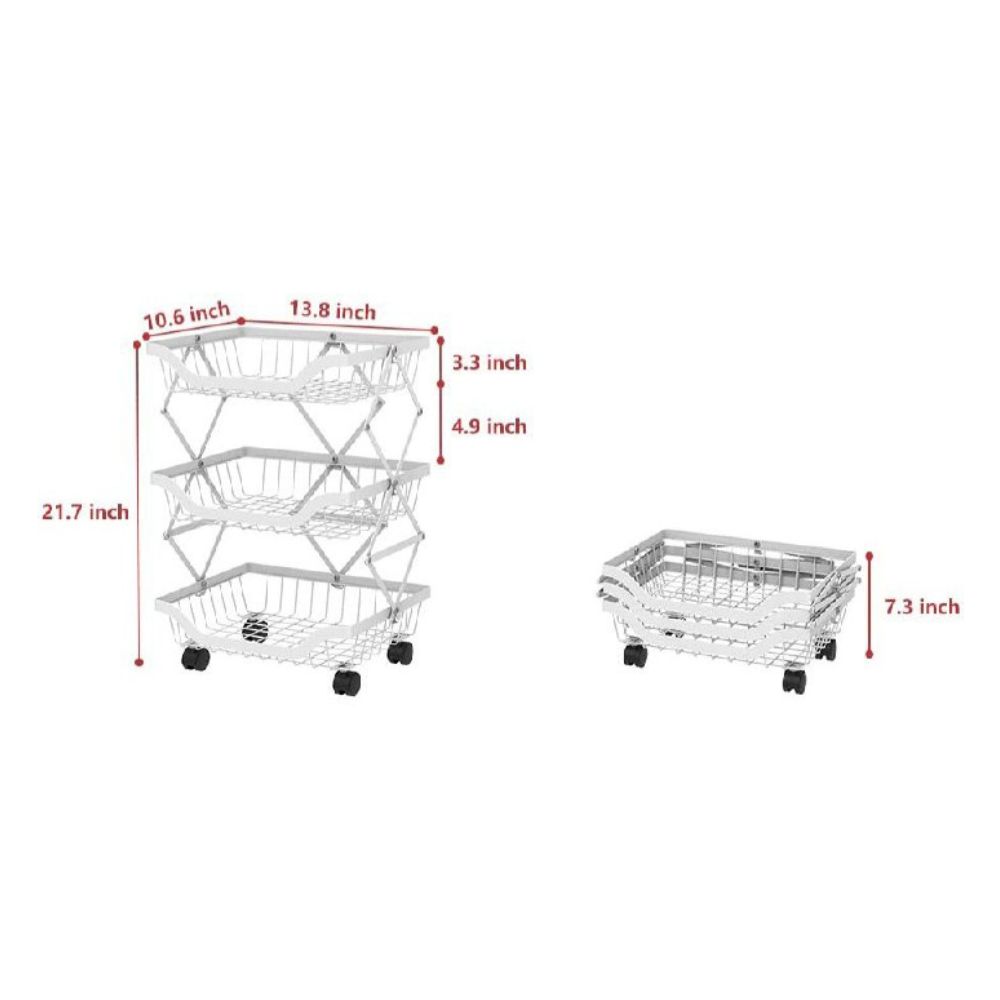 ORGANIZADOR DE METEAL PLEGABLE DE 3 NIVELES CON RUEDAS