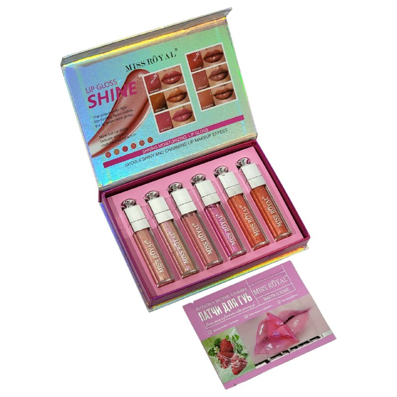 BRILLO LABIAL DUPE DE DIOR, LIP BRILLANTE HIDRATANTE ENCANTADOR EN SET DE 6 PIEZAS MISS ROYAL 6G