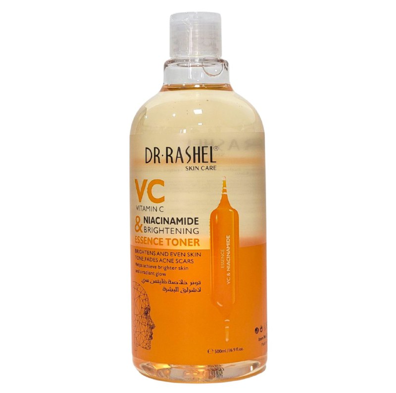 TONICO FACIAL ILUMINADOR DE ESENCIA DE VITAMINA C Y NIACINAMIDA, ILUMINA Y UNIFICA EL TONO DE LA PIEL, DIFUMINA LAS CICATRICES DEL ACNE, PIEL MAS LUMINOSA Y RADIANTE DR RASHEL 500ML