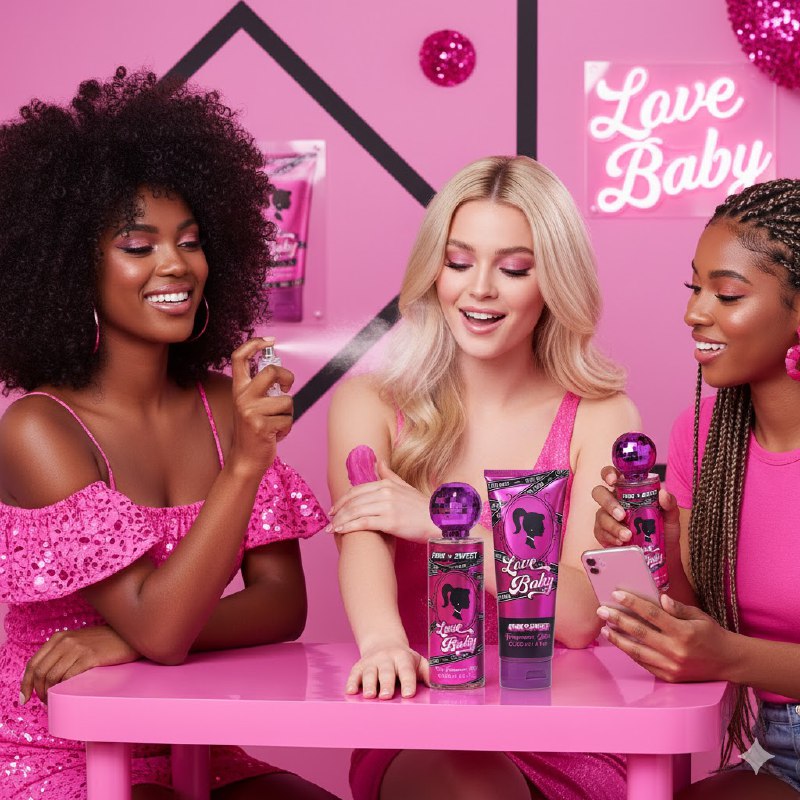 SET PINK IN SWEET, LOVE BABY SPLASH 250ML, CREMA CORPORAL 236ML (M)