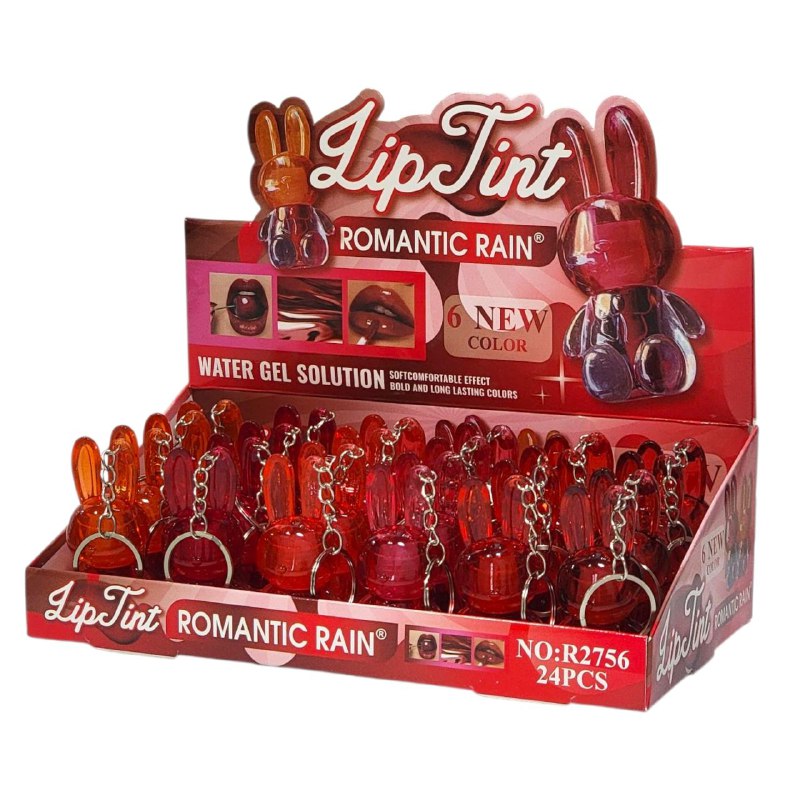 BRILLO LABIAL TINTA PARA LABIOS EN FORMA DE CONEJO, COLORES SUAVES Y DURADEROS 6 TONOS ROMANTIC RAIN LIP TINT