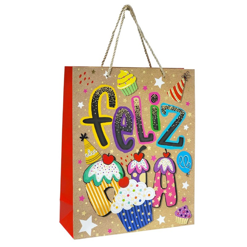 BOLSA DE REGALO DE FELIZ DIA MEDIANA 26X32X10CM