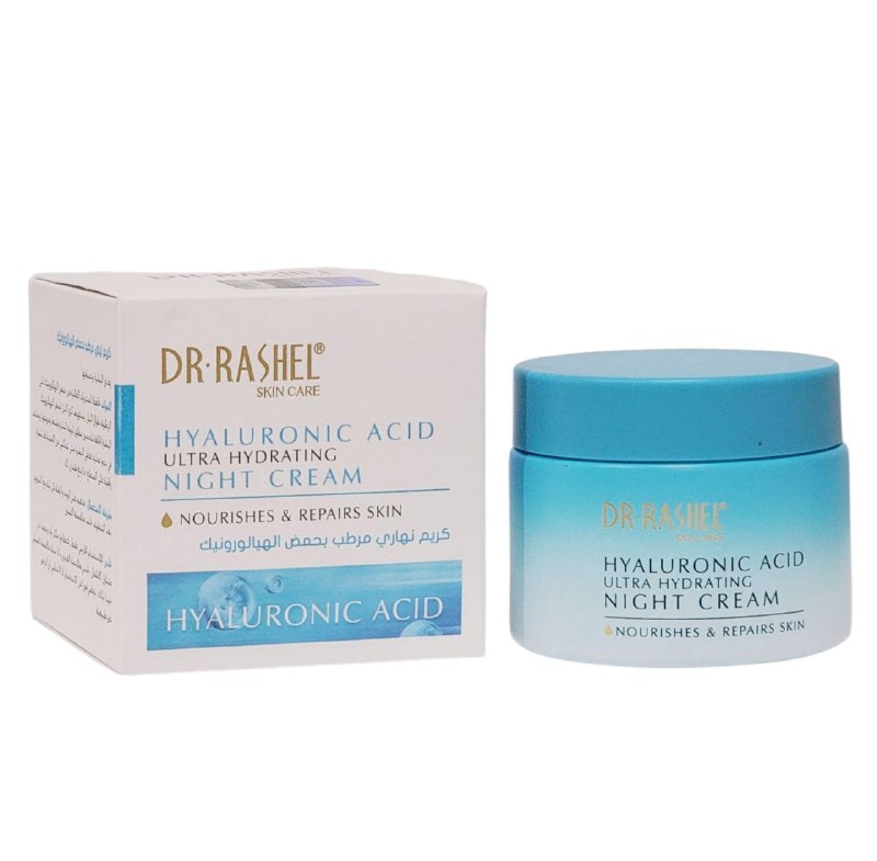 CREMA FACIAL DE NOCHE ULTRAHIDRATANTE CON ACIDO HIALURONICO 50G, QUE RETIENE LA HUMEDAD DURANTE TODA LA NOCHE DEJANDO LA PIEL RENOVADA Y REVITALIZADA DR RASHEL