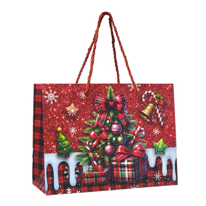 BOLSA DE REGALO NAVIDEÑA PEQUEÑA HORIZONTAL 24X18X10CM