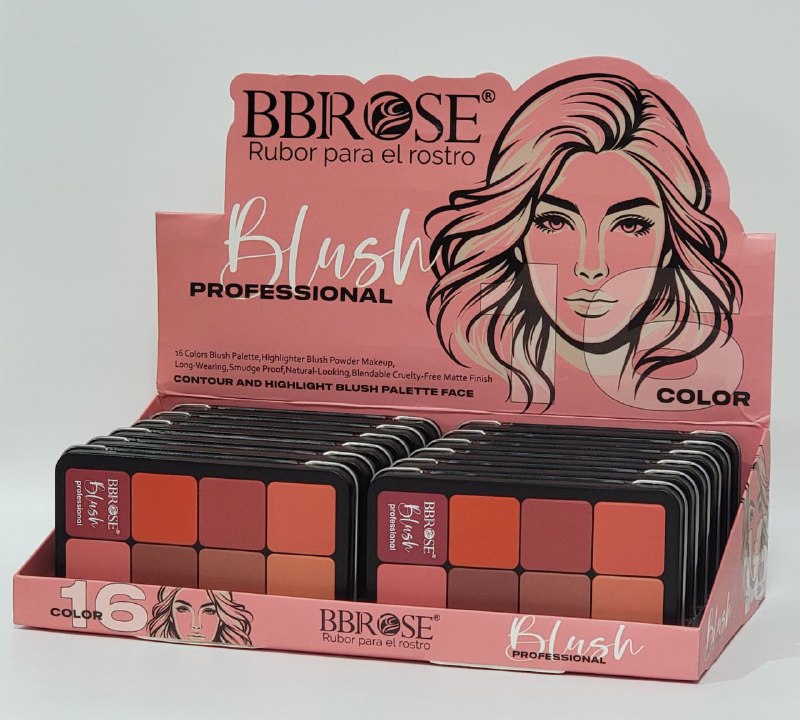 BLUSH RUBOR EN PALETA CREMOSA DE 16 TONOS, AYUDAN A DISIMULAR LAS IMPERFECCIONES BBROSE 38G