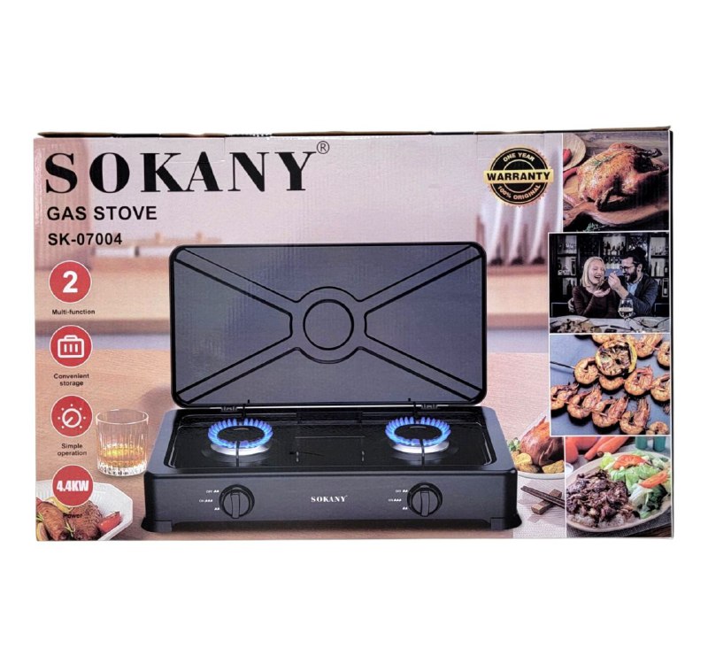 MAQUINA ESTUFA DE GAS 4.4KW DE FUERZA SENCILLA 2 HORNILLAS SK-07004 SOKANY