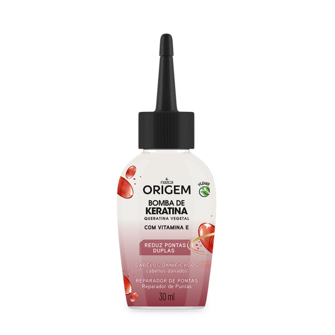 ACEITE PARA EL CABELLO DE QUERATINA VEGETAL REPARADOR DE PUNTAS CON VITAMINA E NAZCA ORIGEM 30ML