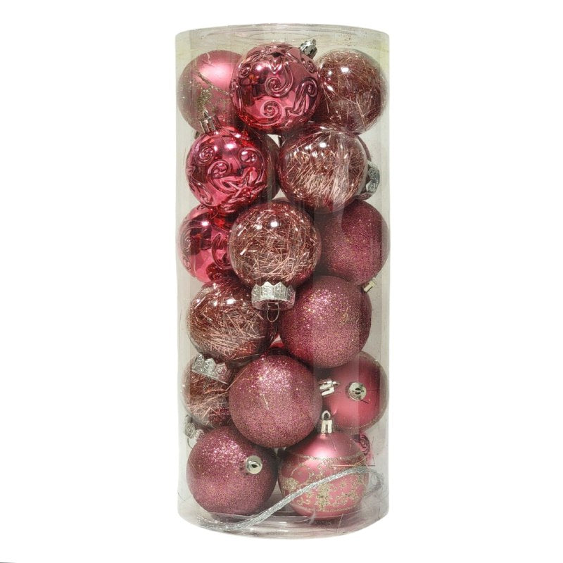 DECORACION ADORNO NAVIDEÑO PAQUETE DE 24 BOLAS DECORATIVAS,6 CM 42X70X64  IDEALES PARA DARLE UN TOQUE UNICO A TU ARBOL DE NAVIDAD