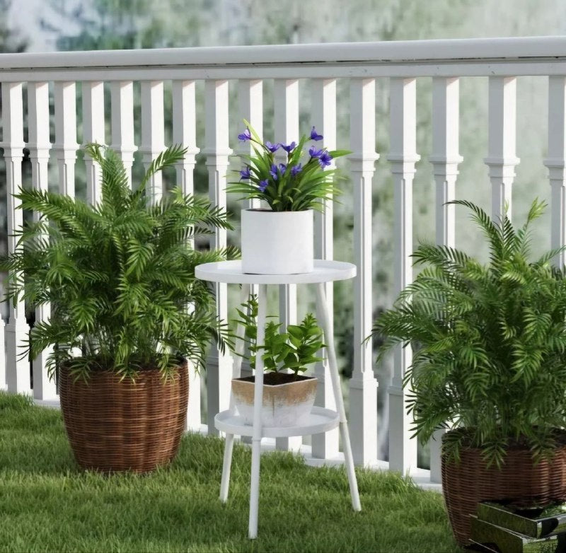 MESA AUXILIAR REDONDA DE METAL PEQUEÑAS DE 2 NIVELES, MESITA DE NOCHE, SALA, JARDIN ESPACIOS PEQUEÑOS 2 COLORES DISPONIBLES 62X32CM