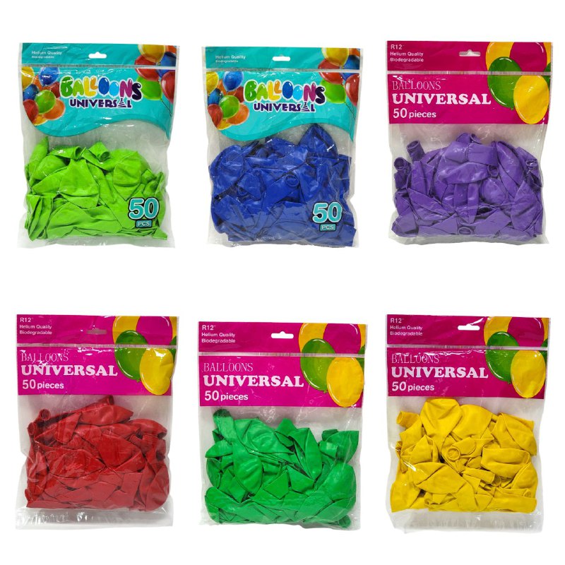 DECORACION ADORNO PAQUETE DE GLOBOS DE LATEX PARA CUMPLEAÑOS 50UND BALLOONS UNIVERSAL