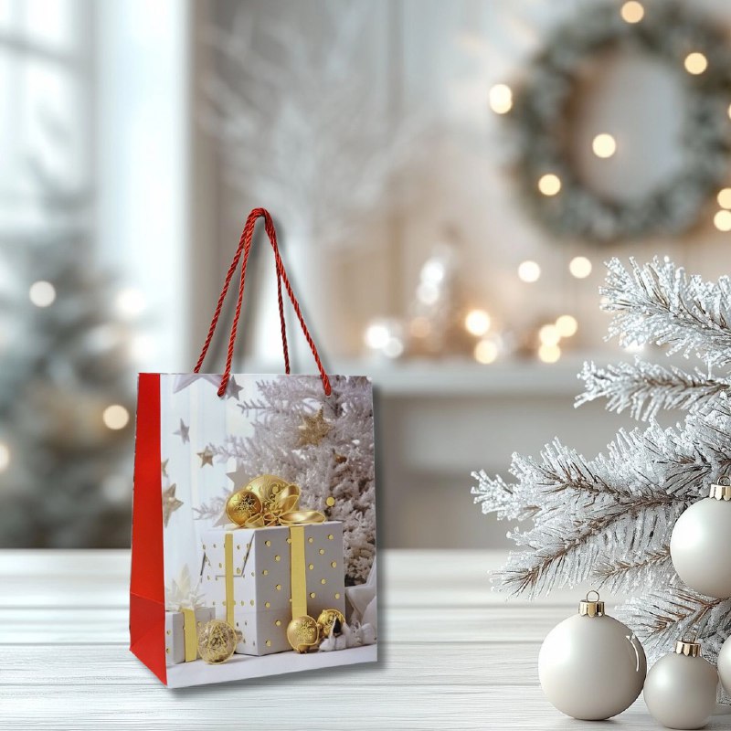 BOLSA DE REGALO NAVIDEÑA PEQUEÑA 18X23X10CM