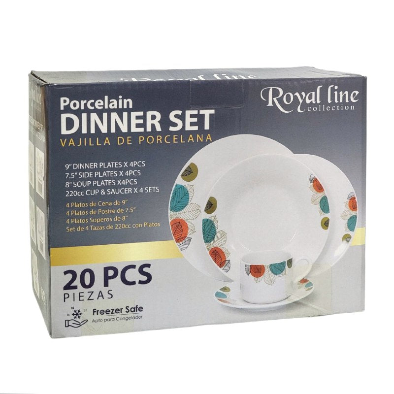PLATOS JUEGO DE VAJILLA DE PORCELANA DE 20 PIEZAS ELEGANTES ROYAL LINE