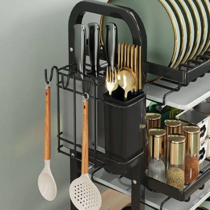 ESTANTE ORGANIZADOR Y ESCURRIDOR DE COCINA, SOBRE EL FREGADERO, ESTANTE DESMONTABLE DE SECADO DE PLATOS DE ACERO INOXIDABLE, FACIL DRENAJE GRAN CAPACIDAD HOME IMPLEMENTS 61X23.4X53CM