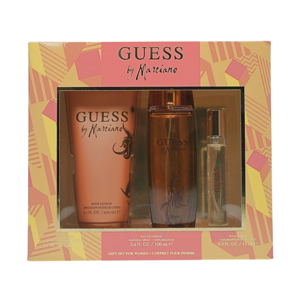 SET GUESS BY MARCIANO BODY LOTION 200ML, EDP 100ML, TRAVEL SPRAY 15ML