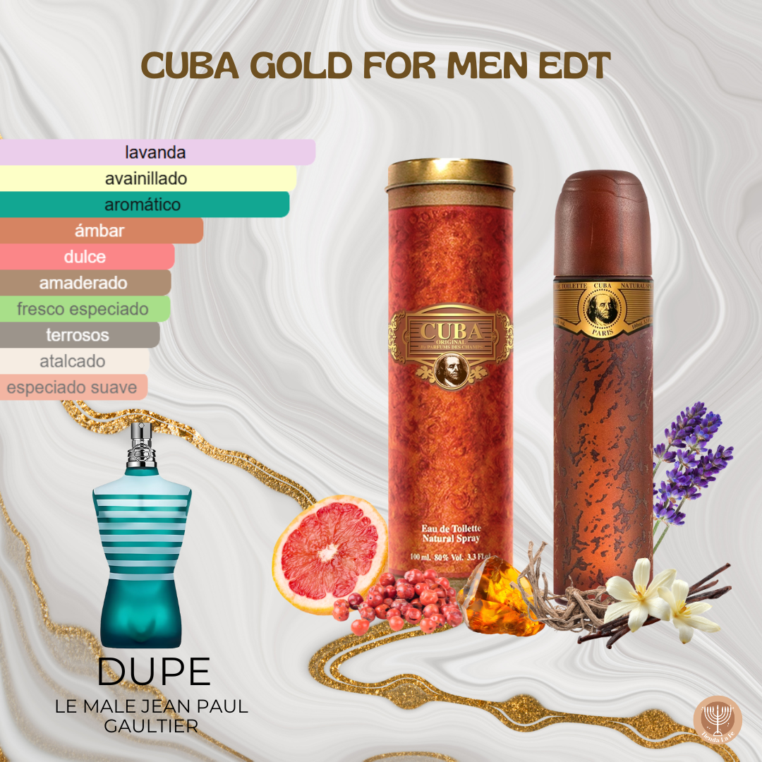CUBA GOLD  FOR MEN EDT 100ML (H)(DUPE DE DUPE JEAN PAUL LE MALE)