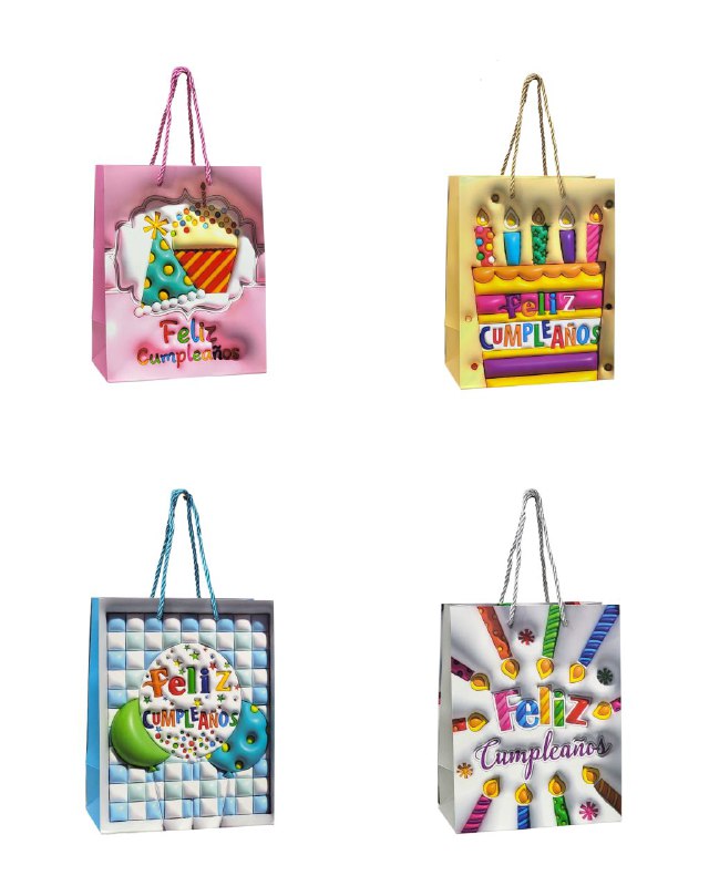BOLSA DE REGALO FELIZ CUMPLEAÑOS PEQUEÑA 18X10X23CM