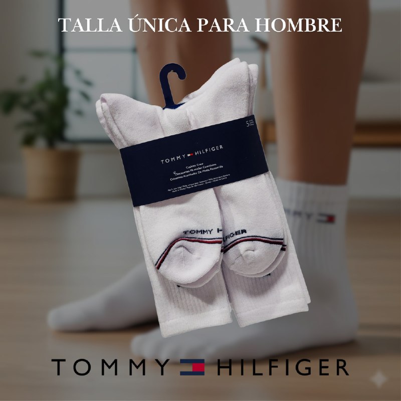 CALCETA ALTA TOMMY HILFIGER PARA HOMBRE 5 PARES TALLA ÚNICA