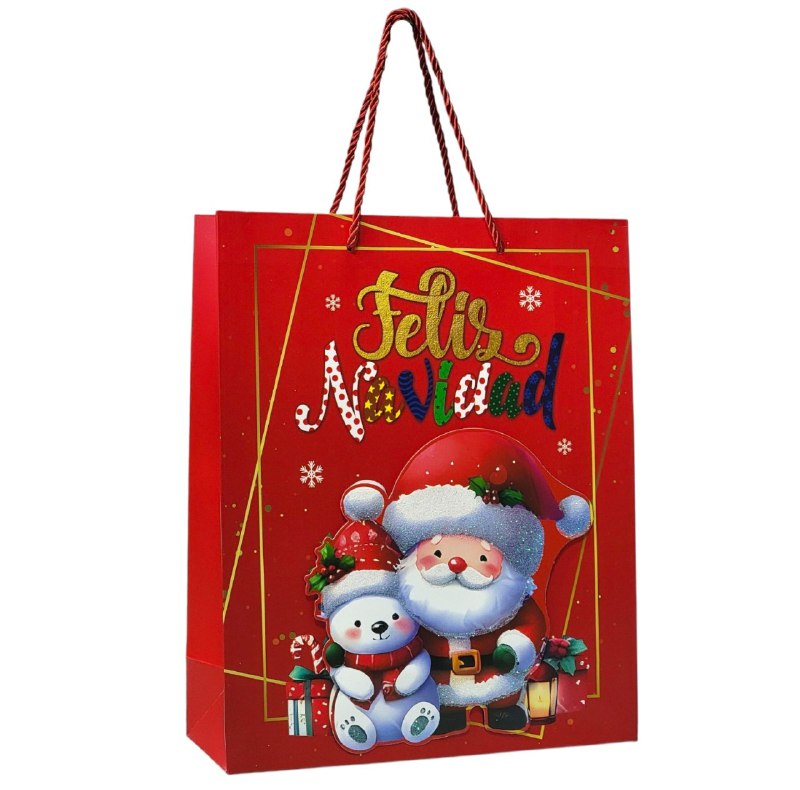 BOLSA DE REGALO NAVIDEÑA MEDIANA 26X32X10CM