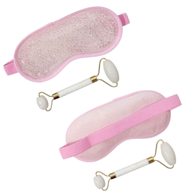 KIT FACIAL, MASCARILLA PARA OJOS Y RODILLO DE JADE, TERAPIA FRIO Y CALOR, CALMA Y ALIVIA LA HINCHAZON FACIAL 3 COLORES RUBY FACE