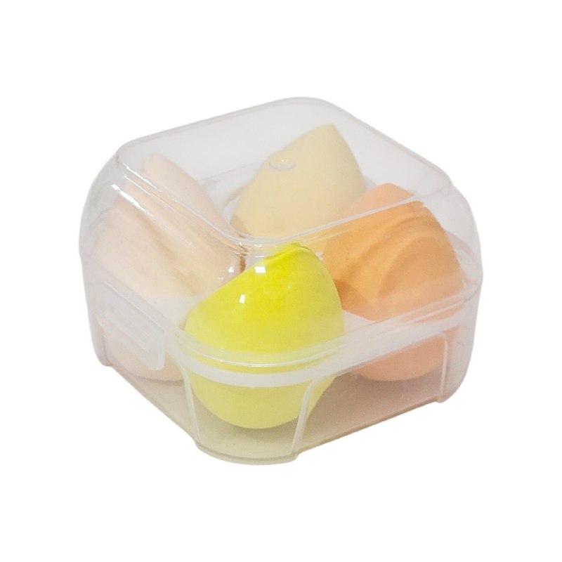 ESPONJAS DE MAQUILLAJE EN SET DE 4 PIEZAS, PARA APLICAR BASE, CORRECTOR Y POLVOS