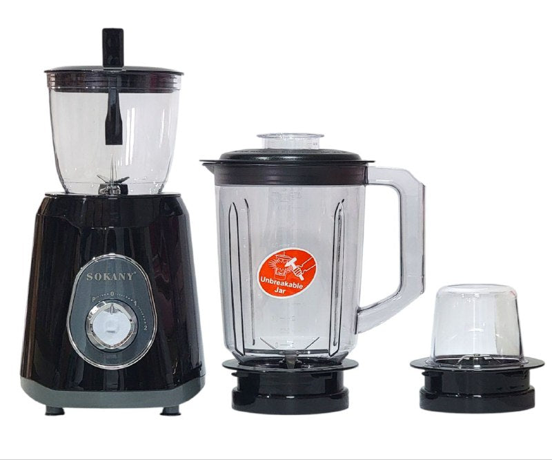 MAQUINA LICUADORA MULTIUSOS 3 EN 1, SK-03036, CUCHILLA DE ACERO INOXIDABLE, DISPOSITIVO DE SEGURIDAD, 800W, 2 VELOCIDADES SOKANY