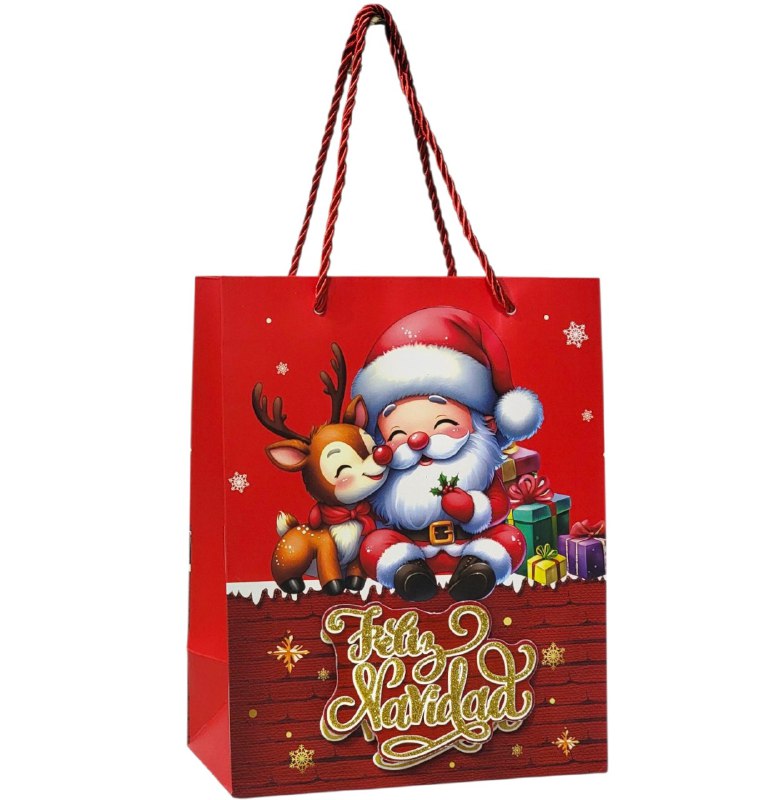 BOLSA DE REGALO NAVIDEÑA PAQUEÑA 18X23X10CM