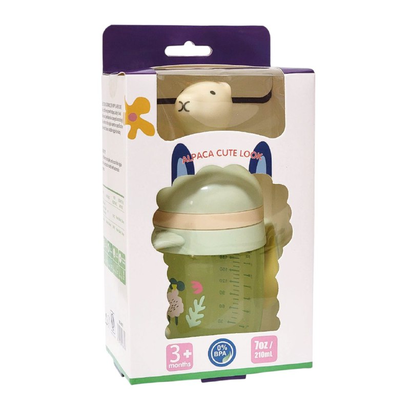 BIBERON CHUPON PARA BEBES CON ASAS, PEPE DE FACIL AGARRE Y BOQUILLA O TAPA PREVIENE DERRAMES, CAPACIDAD 210ML SMILY BABY