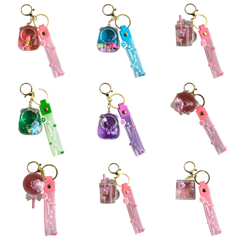 LLAVEROS DE ARENA MOVEDIZA LIQUIDA, 9 ESTILOS DISPONIBLES