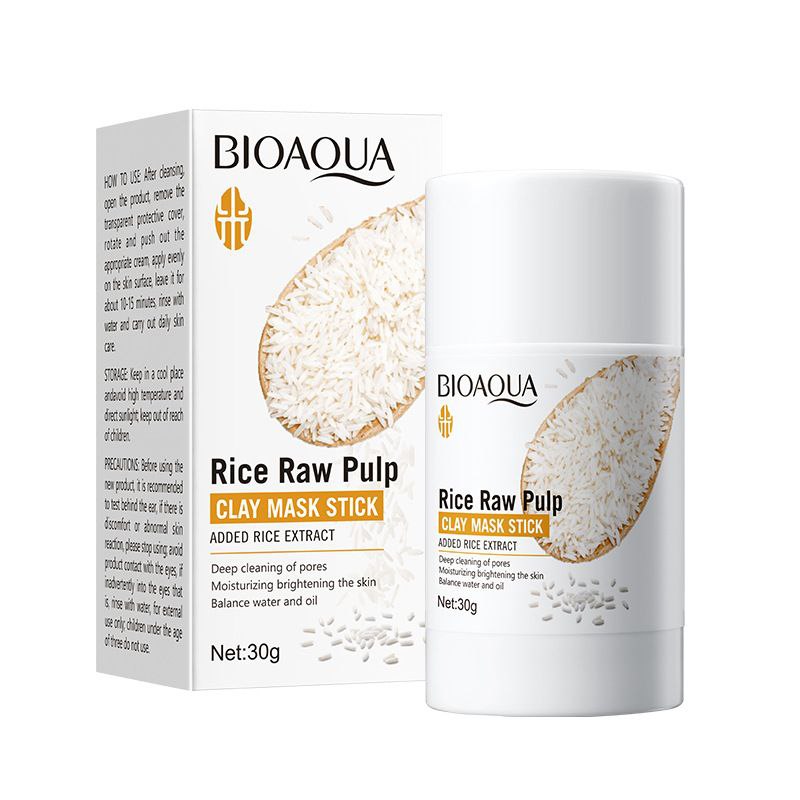 MASCARILLA DE ARCILLA EN BARRA CON PULPA CRUDA DE ARROZ LIMPIEZA PROFUNDA DE LOS POROS BIOAQUA 30G