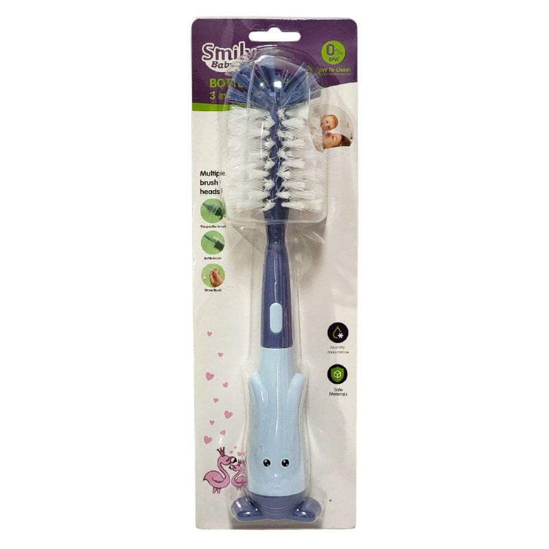 CEPILLO DE LIMPIEZA PARA BIBERON Y MAMADERA SMILY BABY 3 COLORES