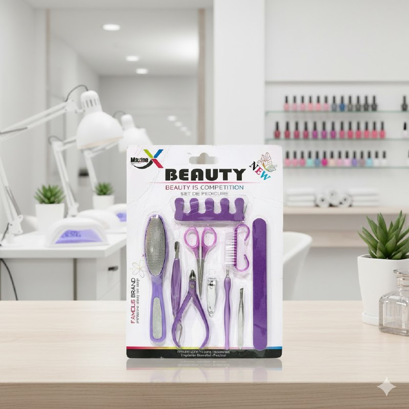 SET DE PEDICURA DE 10 PIEZAS QUE ELIMINAN CALLOS, ALISAN LA PIEL Y MANTIENEN TUS UÑAS IMPECABLES MAXINE BEAUTY, 3 COLORES