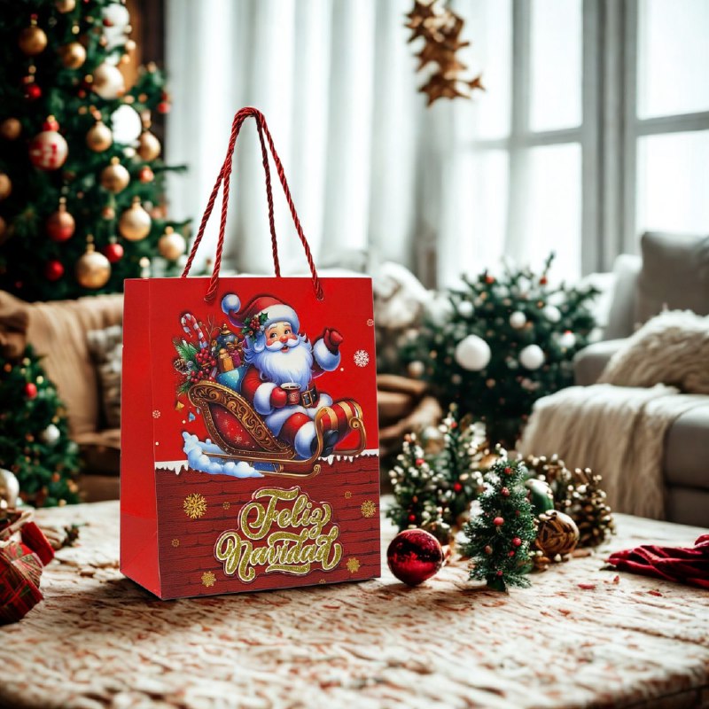 BOLSA DE REGALO NAVIDEÑA PAQUEÑA 18X23X10CM