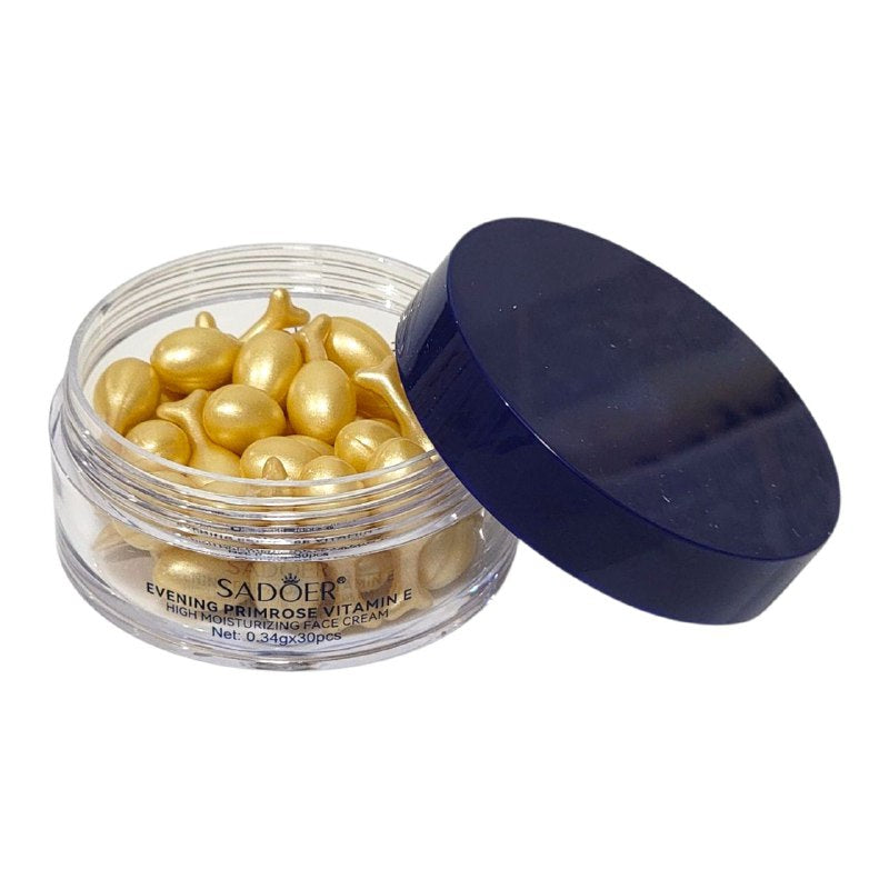 CREMA FACIAL HIDRATANTE DE ONAGRA Y VITAMINA E EN AMPOLLAS, HIDRATACION DE LARGA DURACION, BLANQUEAMIENTO Y AUMENTA LA ELASTICIDAD Y SUAVIDAD DE LA PIEL SADOER 30UNDX0.34G