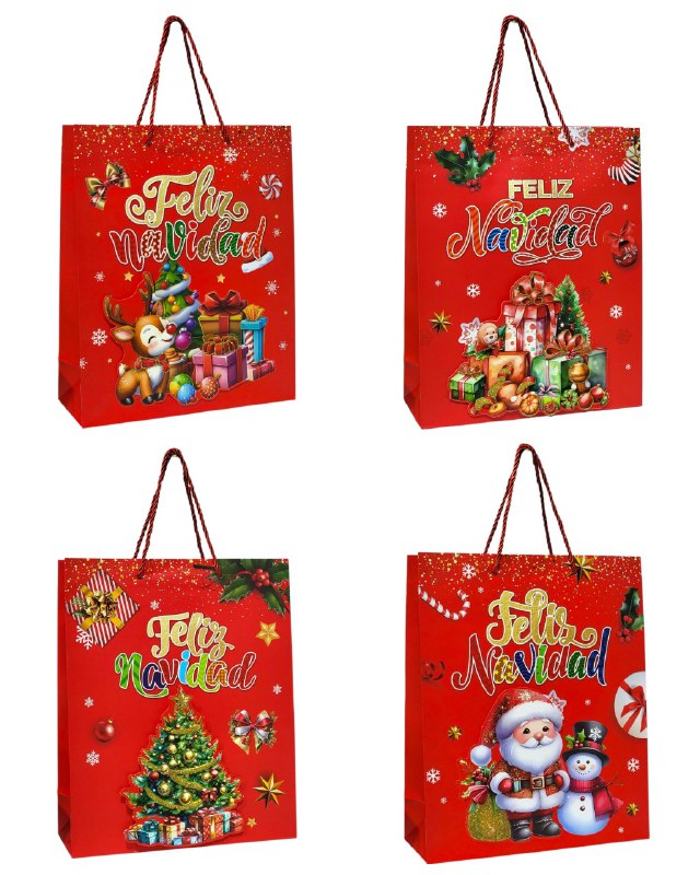 BOLSA DE REGALO NAVIDEÑA MEDIANA 32X26X10CM