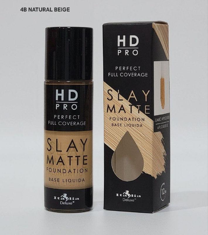 BASE DE MAQUILLAJE LIQUIDA LIVIANA LIBRE DE ACEITE ACABADO MATE TONO 3B IVORY ITALIA DELUXE HD PRO PERFECT FULL COVERAGE SLAY MATTE 30ML