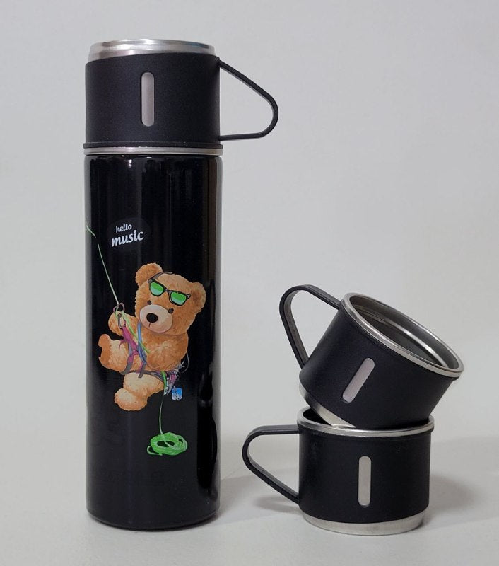 SET DE TERMO CON TAZAS DE ACERO INOXIDABLE 3 PIEZAS VACUUM FLASK 500ML