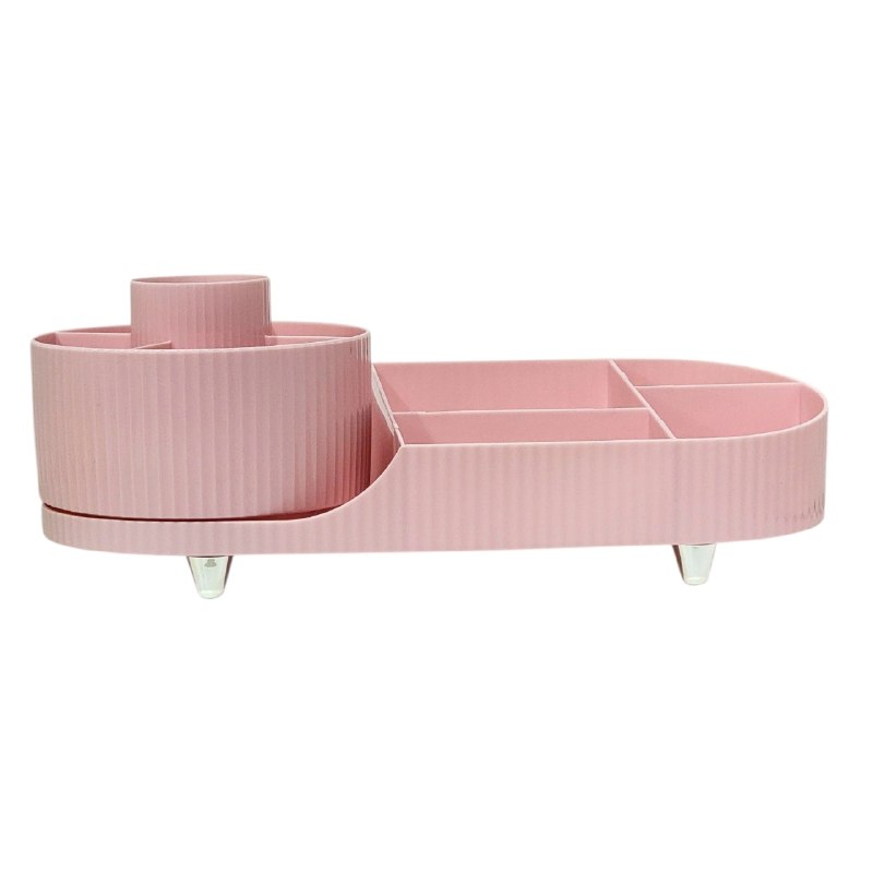 ORGANIZADOR DE MAQUILLAJE Y COSMETICOS DE ACRILICO CON BASE GIRATORIA 15X36CM, 4 ESTILOS