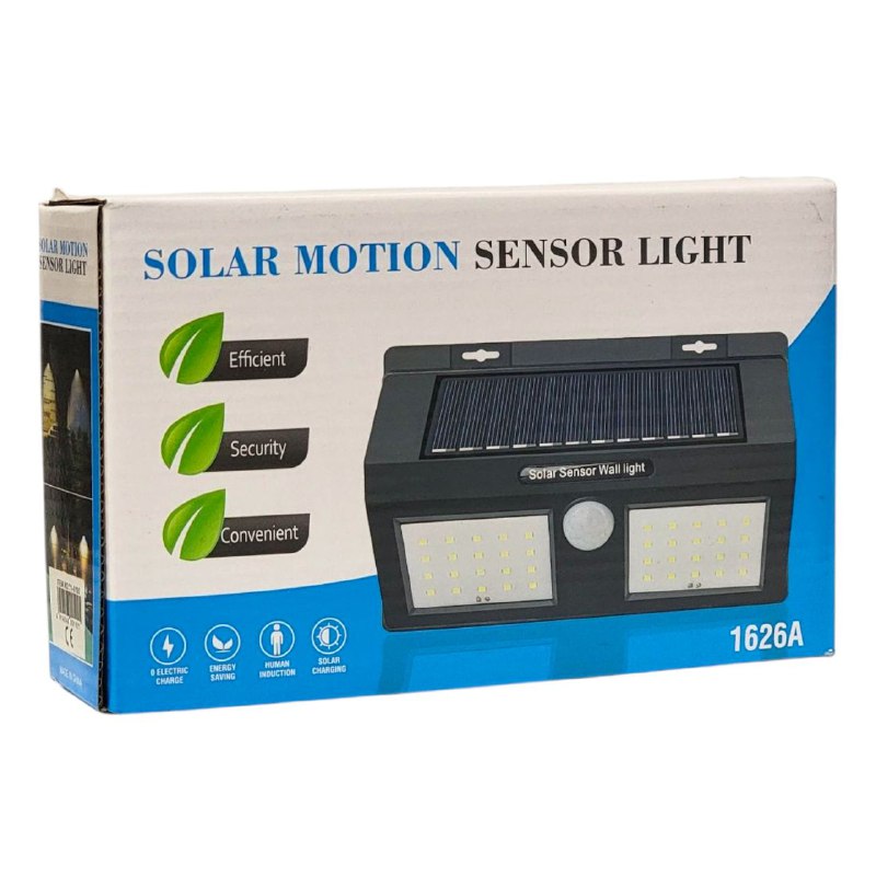 LUZ LED, SOLAR, CON SENSOR DE MOVIMIENTO, EFICIENTE, SEGURA Y PRACTICA, 12H DE BATERIA, RESISTENTE AL AGUA, 4 MODOS DE LUZ