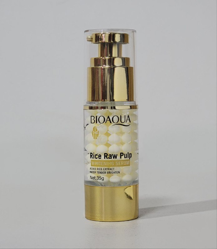 SUERO FACIAL BLANQUEADOR DE PULPA CRUDA DE ARROZ, QUE NUTRE Y REPARA PROFUNDAMENTE LA PIEL, HIDRATA E ILUMINA EL CUTIS DEJANDO LA PIEL SUAVE Y ELASTICA BIOAQUA 35G